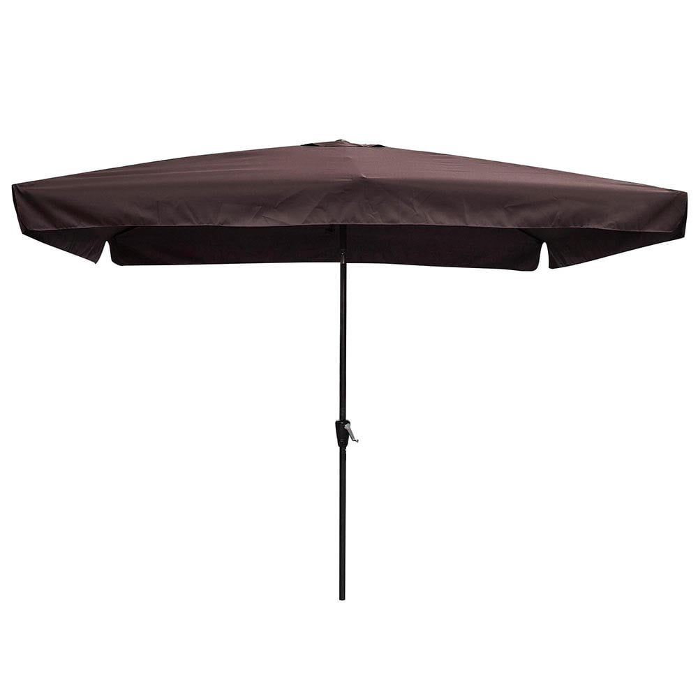 6 Ribs Metal Patio Umbrella Black White Fuchsia Dark Brown