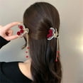 thumbnail image 2 of 1 Pcs Épingle à Cheveux Rose à Perles avec Pompon Pince à Cheveux Femme Griffe Accessoires pour Cheveux Couvre-Chef, 2 of 5