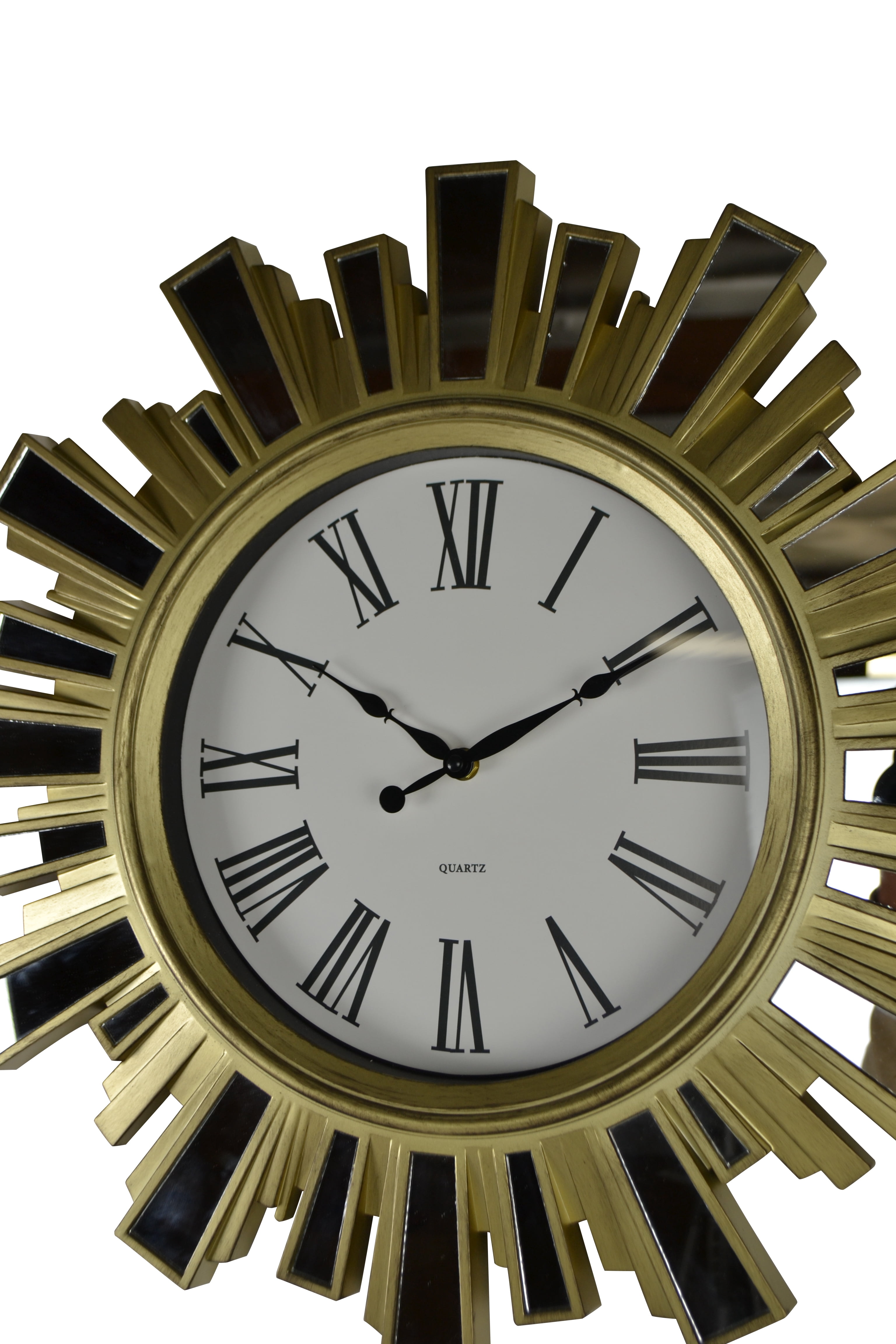 19" Inch Gold and Mirror Starburst Wall Clock