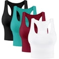 thumbnail image 1 of XINQIHANG 4 Pieces Women's Crop Tops Cotton Basic Tank Tops Racerback Sleeveless Sports Workout Crop Tank Tops, 1 of 4