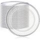 thumbnail image 1 of Paquete de 50 platos de carga transparentes a granel de plástico de 13 pulgadas con abalorio redondas, platos de servicio decorativos de grano esmerilado acrílico para bodas, fiestas, 1 of 14