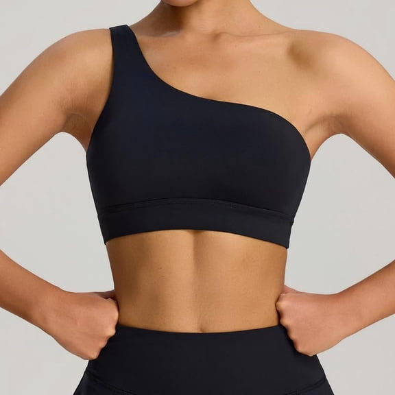 AEXTO YOGA Butterluxe Womens One Shoulder Sports Bra - Sleeveless One Strap Low Impact Asymmetrical Workout Yoga Tops full chest sports bra