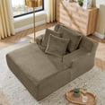thumbnail image 2 of Single Lazy Sofa Lounge Chair, No Assembly Required, Made Of Velvet Fabric, Fluffy Modern Single Lounge Chair, Used for Indoor Living Rooms and Bedrooms (Brown), 2 of 10
