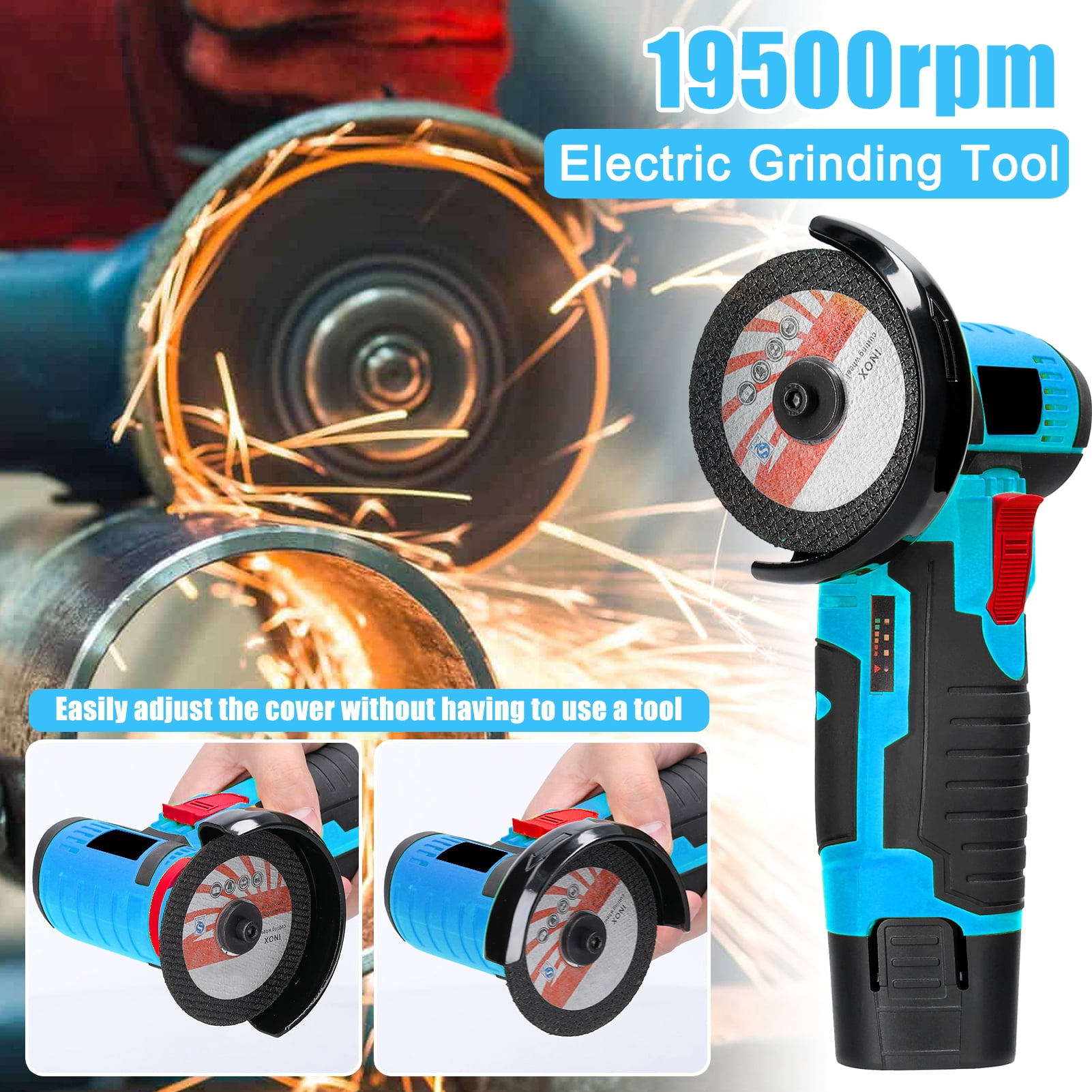 Multifunctional Angle Grinder Grinding 19500rpm Electric Grinding Tool Multifunctional Mini Grinder Handheld Cutter for Cutting Polishing Ceramic Tile Wood Stone Steel