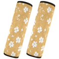 thumbnail image 2 of Car Seat Strap & Belt Covers - Flannel Material, Velcro Design, All-Season Use, 2-Piece Set (S&M Sizes)，Cute Tiny White Flowers, 2 of 8