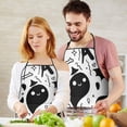thumbnail image 4 of Black and White Halloween Doodle Pattern Apron-Garden Aprons for Women with Pockets-Cotton Linen Waterproof Kitchen Cooking Gardening Aprons Adjustable for Kitchen,Cooking,BBQ and Salon 33"x27", 4 of 7