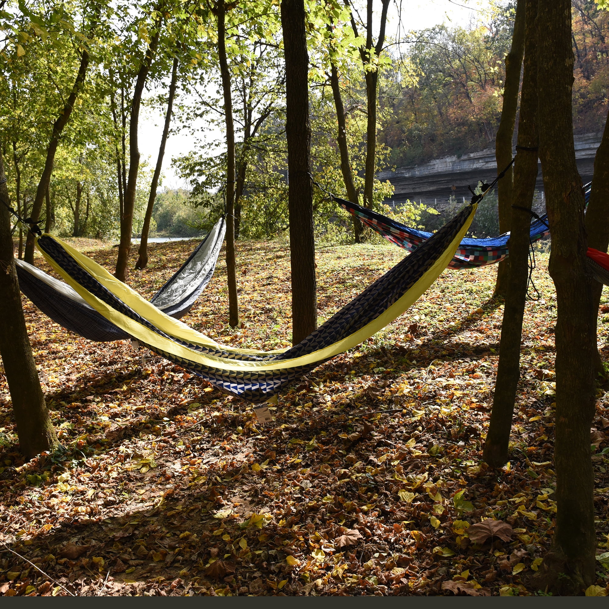 Equip Lightweight Nylon Camping Travel Hammock, 1 Person Neon Coral and Gray, Hammock Open Size 116" L x 59" W