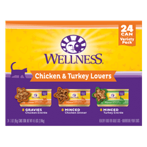 Wellness Chicken & Turkey Lovers Variety Pack, 3 oz (Pack of 24)