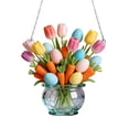 thumbnail image 2 of Easter Flower Egg Suncatcher Window Hanging Decor, Stained Glass Style Acrylic Ornament for Home Farmhouse Garden Window Decorations, Hanging Window Art for Indoor Outdoor Decor, Housewarming Gift, 2 of 9