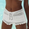 thumbnail image 2 of Gubotare Women's Crochet Beach Cover Up Shorts with High Waist Bikini Summer Swimwear Coverups for Women (White,Size S), 2 of 9