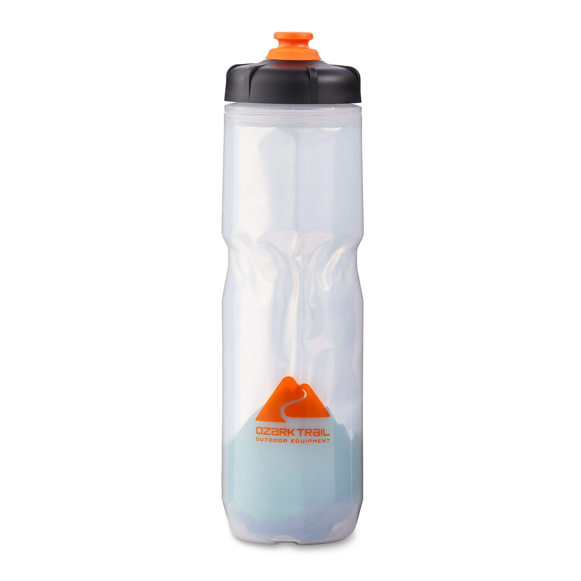 Ozark Trail 22 oz Insulated Cycling Water Bottle, Plastic, Black and White