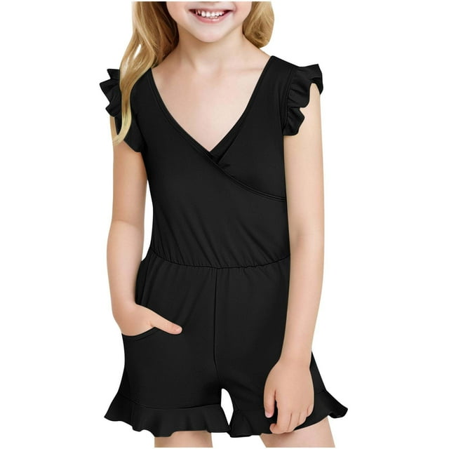 Odeerbi 7-16 Años Traje de Baño Hawaiano de Una Pieza Para Niñas Traje de Baño Hawaiano de Colores Sólidos Con Bolsillo