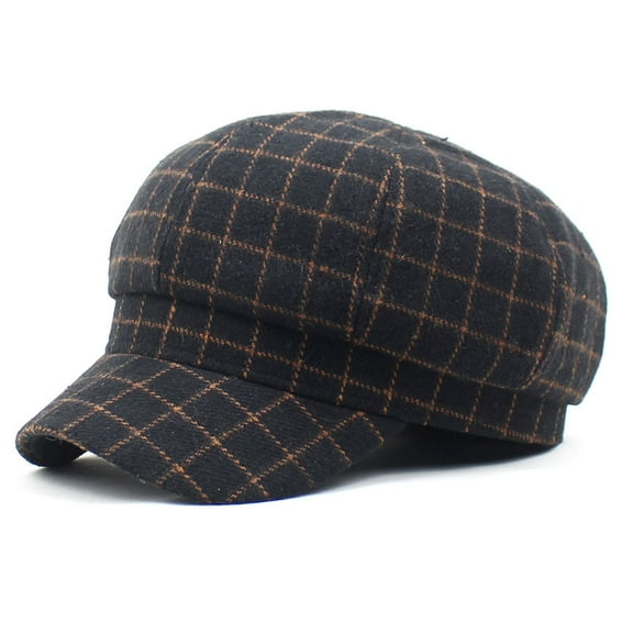 SikaFu New Ladies Peaked Hat Retro Checkered Octopus Cotton Cotton Cornice Baseball Caps Warm Beret