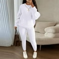 thumbnail image 2 of dGslk Women’s Two Piece Knit Sweater Set Long Sleeve Pullover Top and High Waist Pants Casual Lounge Outfits for Fall Winter White S, 2 of 2