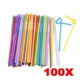 thumbnail image 1 of 10x100 pajitas de beber desechables de colores mezclados flexibles de plástico flexible, 1 of 3