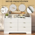 thumbnail image 3 of LUCKYELF 6 Drawer Dresser with Charging Station, Wood Storage Cabinet with Open Shelves, Modern Chest of 6 Drawer for Bedroom, Living Room, White, 3 of 6