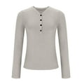 thumbnail image 4 of Fall Sweatshirts, Women Sexy Long Sleeve Henley T Shirts V Neck Button up Casual Basic Y2K Slim Fitted Ribbed Knit Crop Tops, 4 of 6