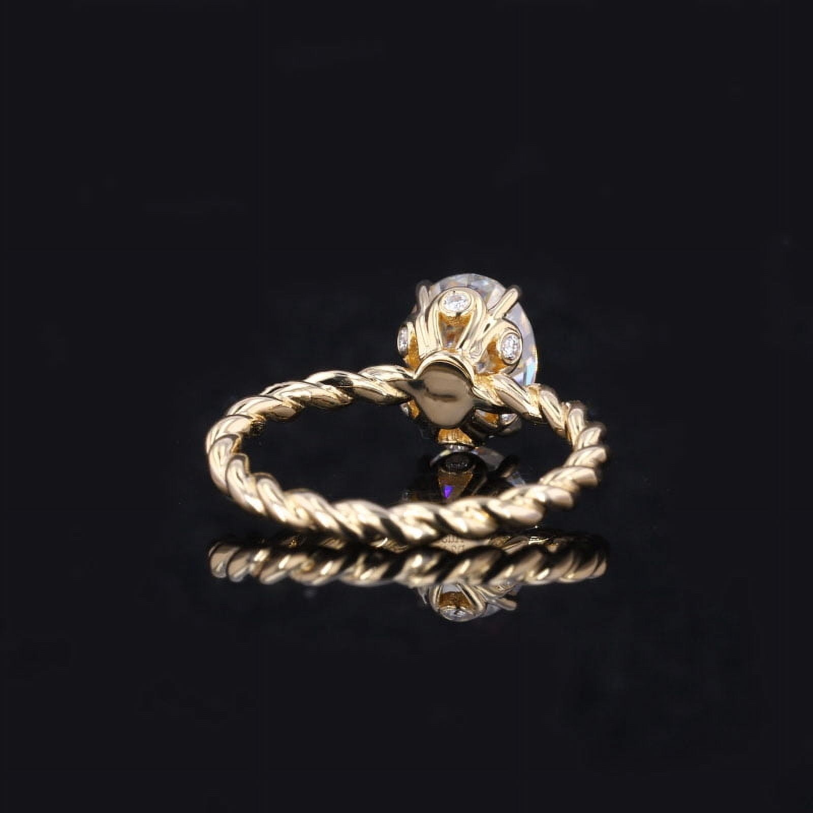 Cora Jewellery 9x7MM Oval Moissanite Engagement Ring For Women With Twisted Diamond Shank, 14K Yellow Gold