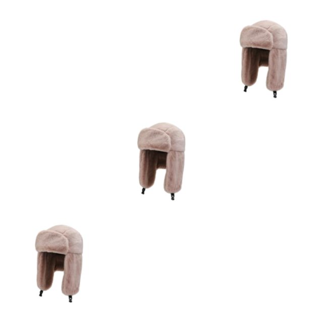 Guardoinrt Step Up Winter Style Thicken Earflap Caps Soft Texture Earflap Caps Autumn pink 3Set