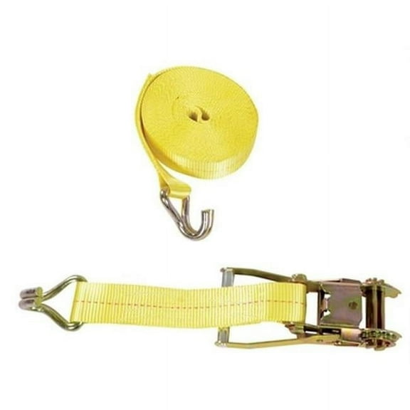 Vestil STRAP-27-RH 27 ft. 3325 lbs Polyester Ratcheting Cargo Strap with Rod Hook - Yellow