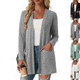 thumbnail image 2 of Women's Lightweight Cardigan Long Sleeve Sweater Open Front Casual Fall Cardigans with Pockets,Light Gray XL, 2 of 7