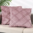 thumbnail image 2 of Unique Bargains 2 Diamond Pinch Pleated Solid Decorative Textured Throw Pillow Covers Pink 18" x 18", 2 of 6