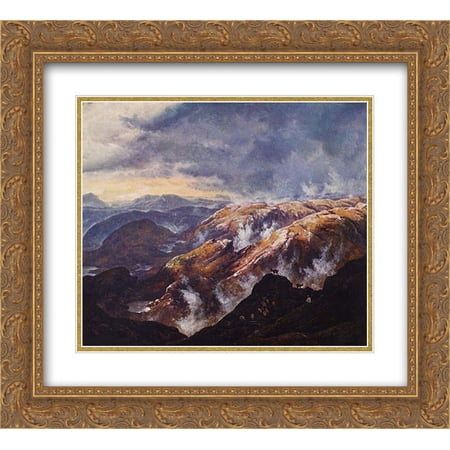 Johan Christian Dahl 2x Matted 24x20 Gold Ornate Framed Art Print 'Lyshornet bei Bergen'