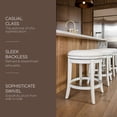 thumbnail image 3 of Maven Lane Alexander Backless Counter Stool in White Oak Finish w/ Natural Color Fabric Upholstery, 3 of 7