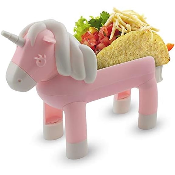 Unicorn Taco Holder - Kids Plate with Divider Holds 2 Shells for Fun Taco Tuesday Party - Novelty Serving Tray Stand, Funny White Elephant Gift for Adult Food Lovers$$Home Decor, Kitchen, & Other