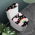 thumbnail image 2 of HELLHERO Rainbow Star Pattern Round Toilet Lid Dust Cover, Easy to Clean Polyester Toilet Lid Covers Set, U-Shaped, 2 of 8