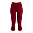 thumbnail image 4 of Capri Leggings Women Soft Stretch Yoga Pants with Slits High Waisted Trendy Front-Seam Workout Capris S-2XL (XL, Wine), 4 of 8