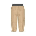 thumbnail image 5 of Cargo Capri Pants for Women Summer Lightweight Hiking Sweatpant Drawstring Cropped Beach Trousers with Pockets Comfort Vintage Capri Jeans Tummy Control Workout Pants, 5 of 6