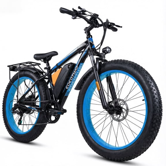 Aairsk 26'' Fat Tire Electric Mountain Bike for Adults, 748W Peak Motor, 48V 20A Ebikes, 7-Speed, All-Terrain Bicycle, Blue