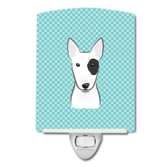 Checkerboard Blue Bull Terrier Ceramic Night Light