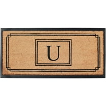 A1 Home Collections Rubber & Coir Mat, Heavy Duty, Extra Large, Front Door Mat 24"X48", Black/Beige Doormat Monogrammed U