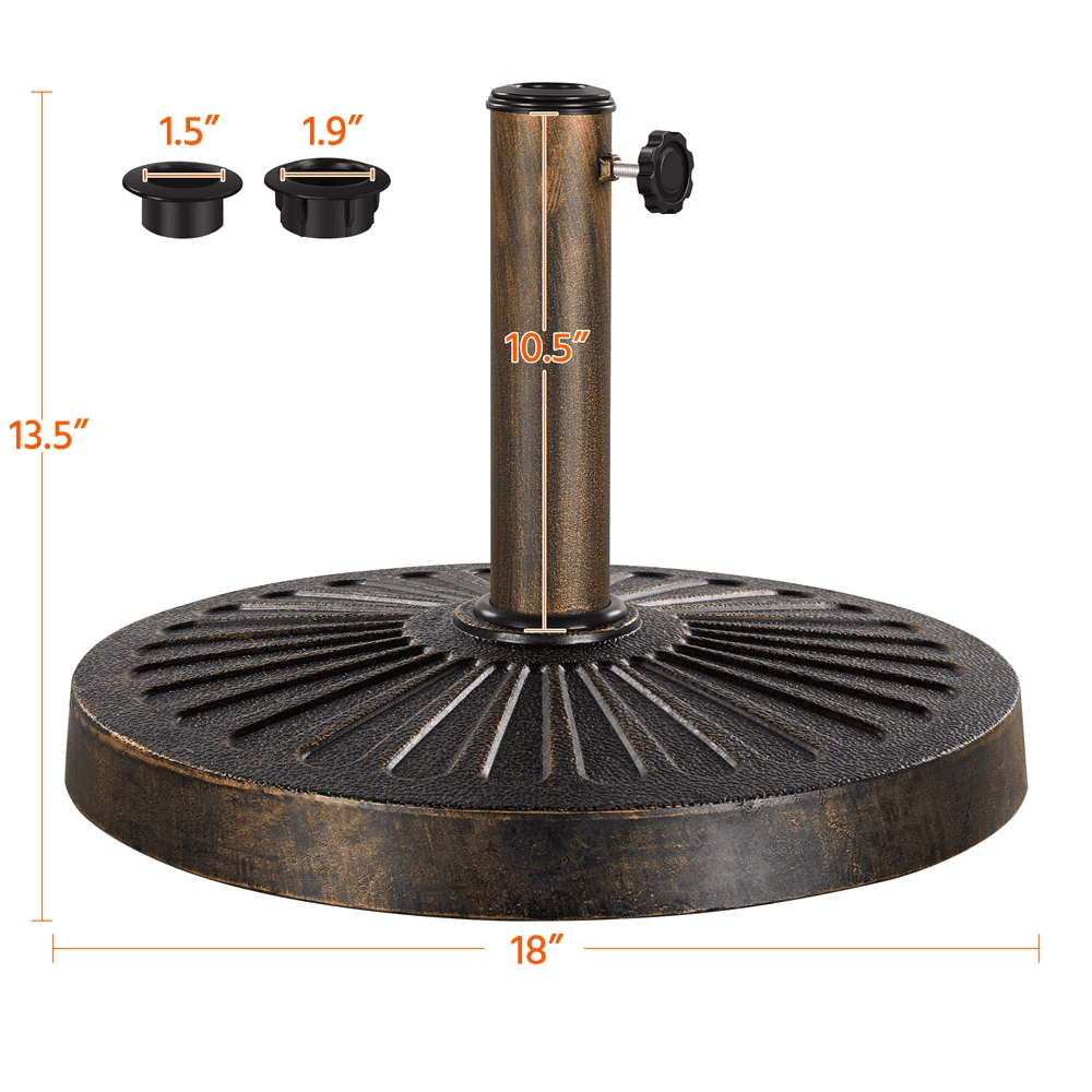 Renwick 18" Outdoor Patio Market Umbrella Base, Bronze