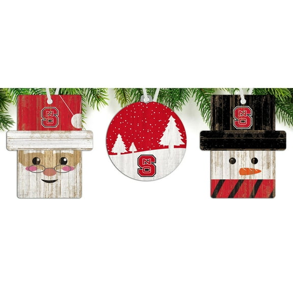 NC State Wolfpack 3-Pack Ornament Set