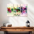 thumbnail image 2 of Elephant Stock Paris Skyline Colors Wall Art - Horizontal Multi Panel Canvas - Living Room Wall Decor - City Multi Panel - Green And Purple Decor - 23" x 14", 2 of 4