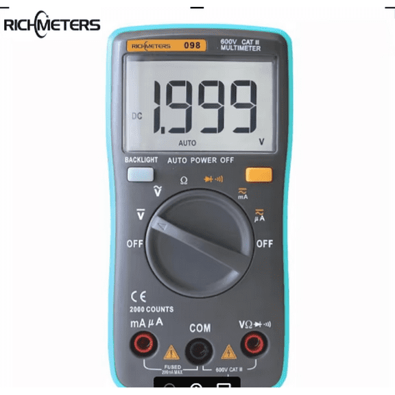 RICHMETERS RM098 Multimeter Digital 2000 Counts Auto Ranging AC/DC Ammeter Voltage Meter Voltmeter Ohm Tester
