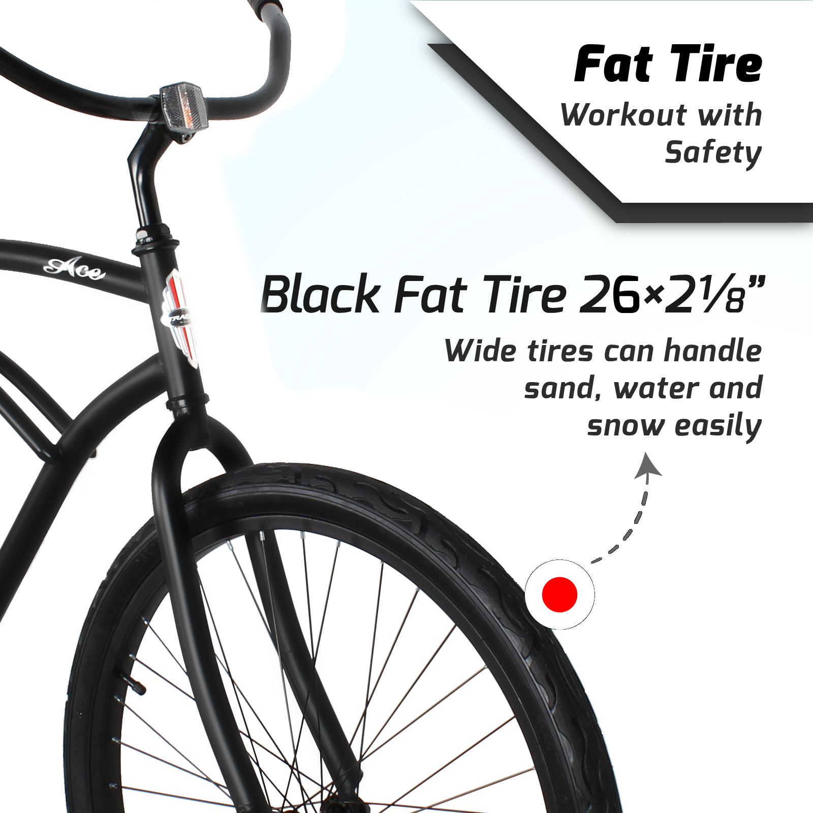 Tracer 26" Beach Cruiser Bike Single Speed Matte Black photo 3