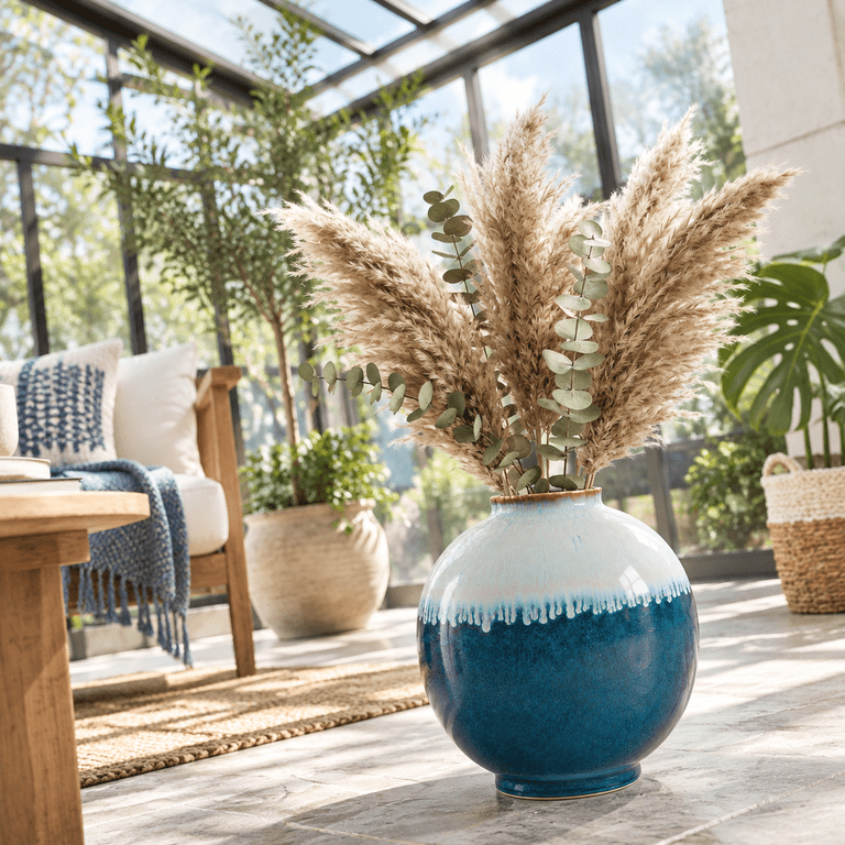 Blue Ceramic Floor Vase 12.5 Inch Large - Walmart.com