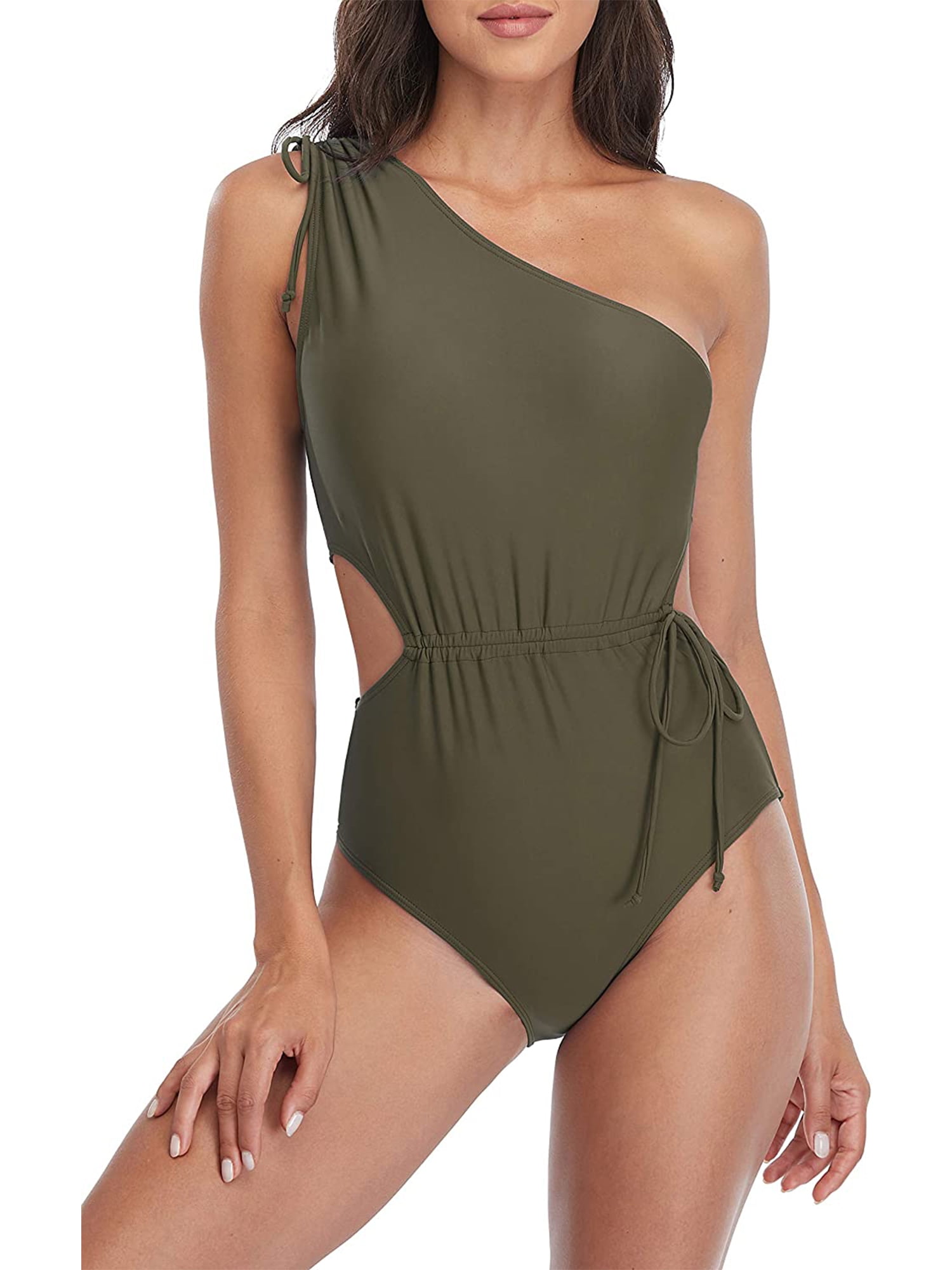 BeautyIn Womens Cut Out One Piece Swimsuits One Shoulder Padded Monokini Swimwear