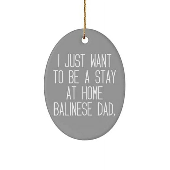 Perfect Balinese Cat Gifts, I Just Want to Be a Stay at Home Balinese Dad, Unique Holiday Oval Ornament from Friends