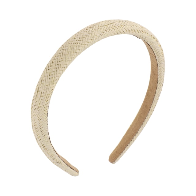 Accesorios Únicos 1 Pc Diadema de Paja Tejida Exquisita de Bisel Delgado Beige