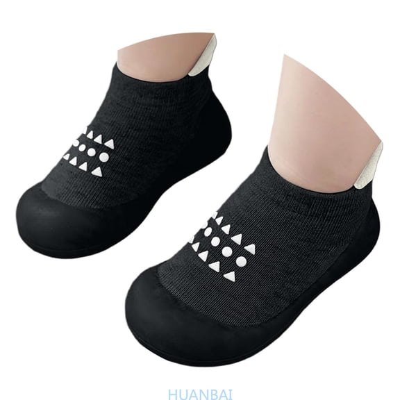 HUANBAI Baby Sneakers Soft Sole First Walking Shoes For Breathable Socks Shoes With Odor Prevention For Boys Girls Indoor Outdoor Use ,(18-24 Months Black) Size ,8