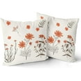 thumbnail image 5 of Brown Orange Floral Pillow Covers 16x16 Set of 2 Cute Botanical Print Vintage FlowerLeave Decorative Throw Pillows Fall Seasonal Pillowcase Cotton Square Cushion Cover Decor, 5 of 6