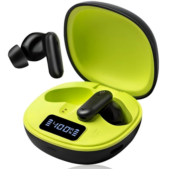 Atzeste Bluetooth 5.4 Wireless Earbuds with ENC Mic, ANC Noise Cancelling, 60H Playtime with Power Display Charging Case, Black