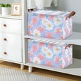 thumbnail image 2 of Yayeee Foldable Storage Basket for Shelves with Handles Waterproof Cloth Bins, Pink Daisy, 2 of 7