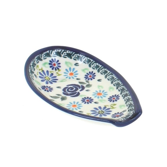 Blue Rose Polish Pottery Fantasy Small Spoon Rest