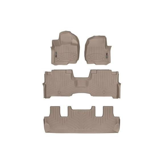 WeatherTech Custom Fit FloorLiners compatible with 2018-2024 Lincoln Navigator - Complete Set (1st, 2nd, & 3rd Row), Tan